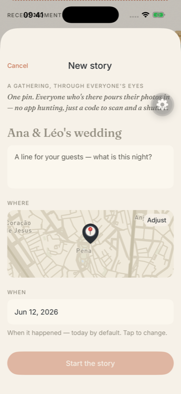 Starting a live story to gather everyone's photos from the same night